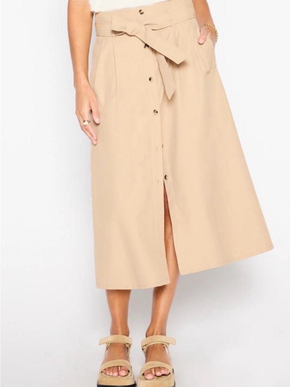 BROCHU WALKER sahara teagan belted skirt in sahara